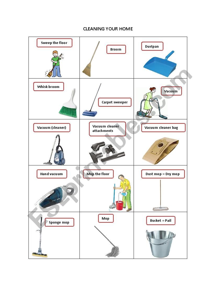CLEANING YOUR HOME worksheet