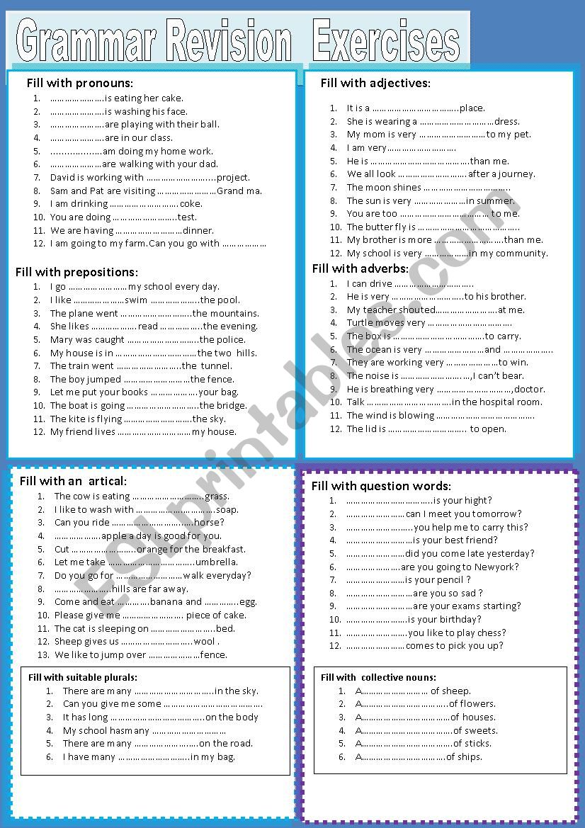 Grammar  Exercises worksheet