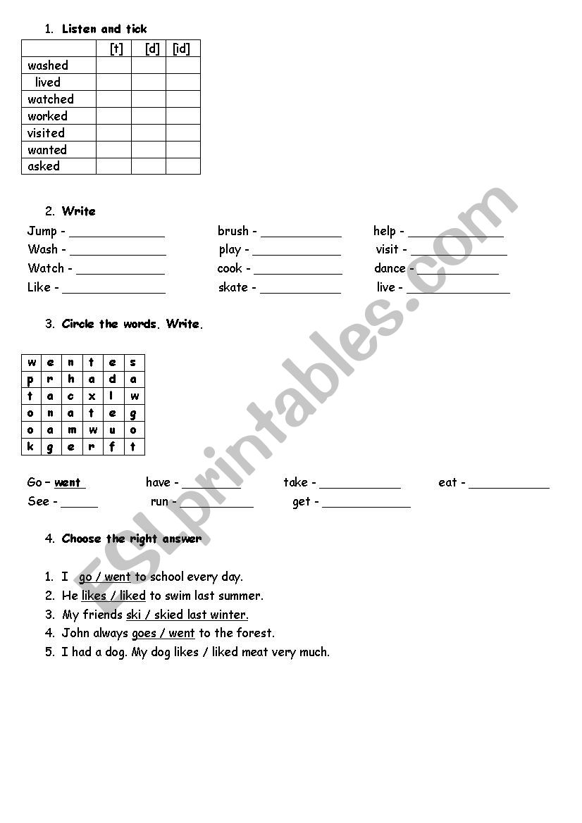 Past Simple worksheet