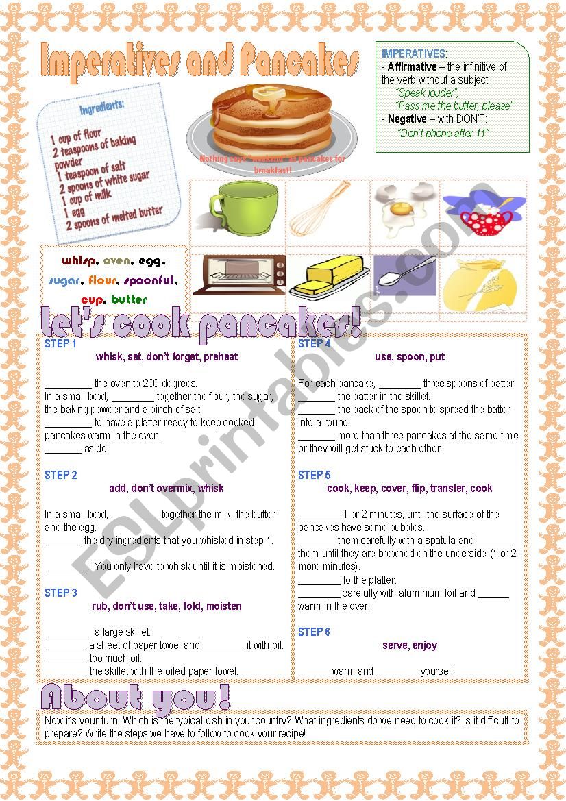 Imperatives and Pancakes worksheet