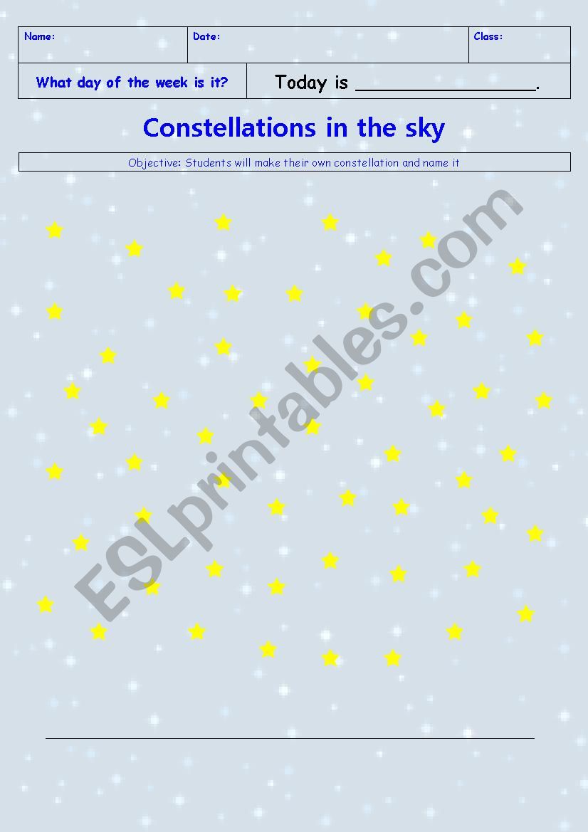 Constellations in the Sky worksheet
