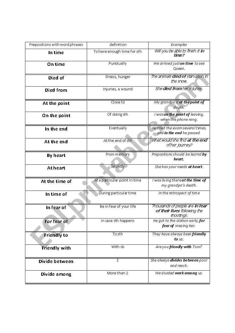 prepositions with word phrases