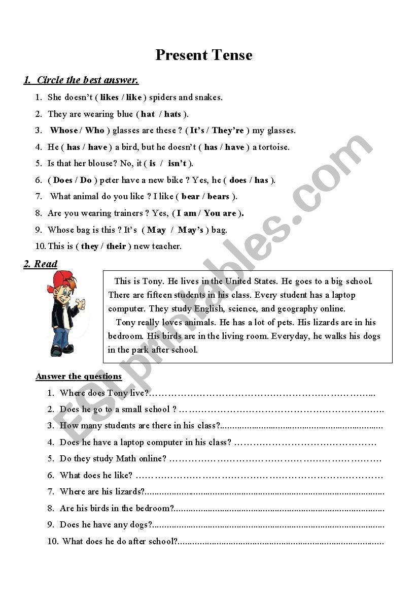 PRESENT TENSE worksheet