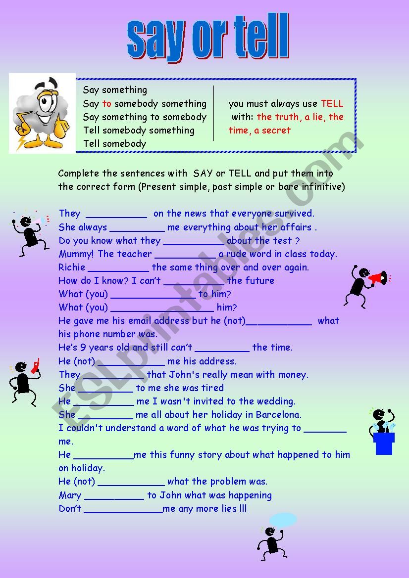 Say or tell  worksheet