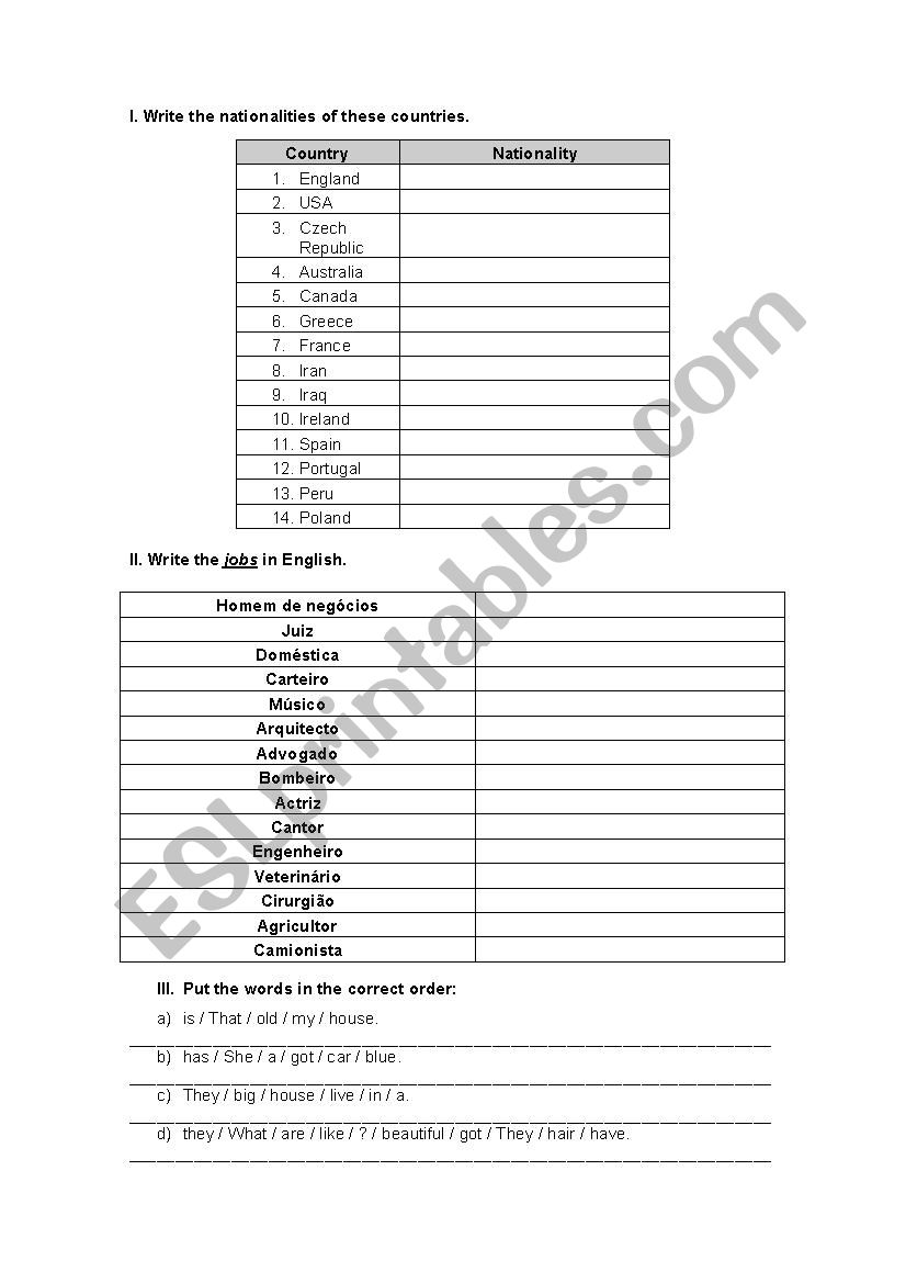 Vocabulary worksheet worksheet