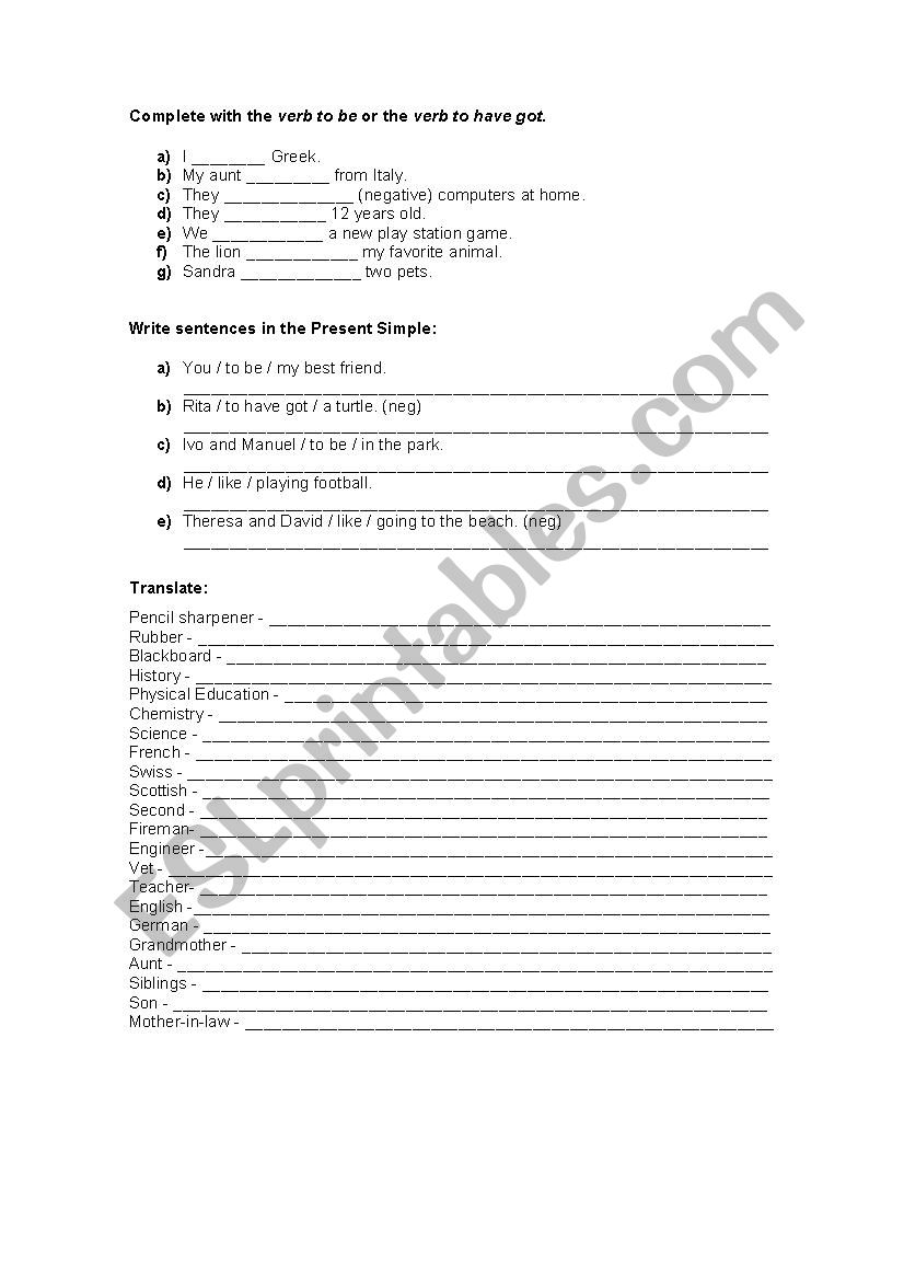 Revisions worksheet worksheet