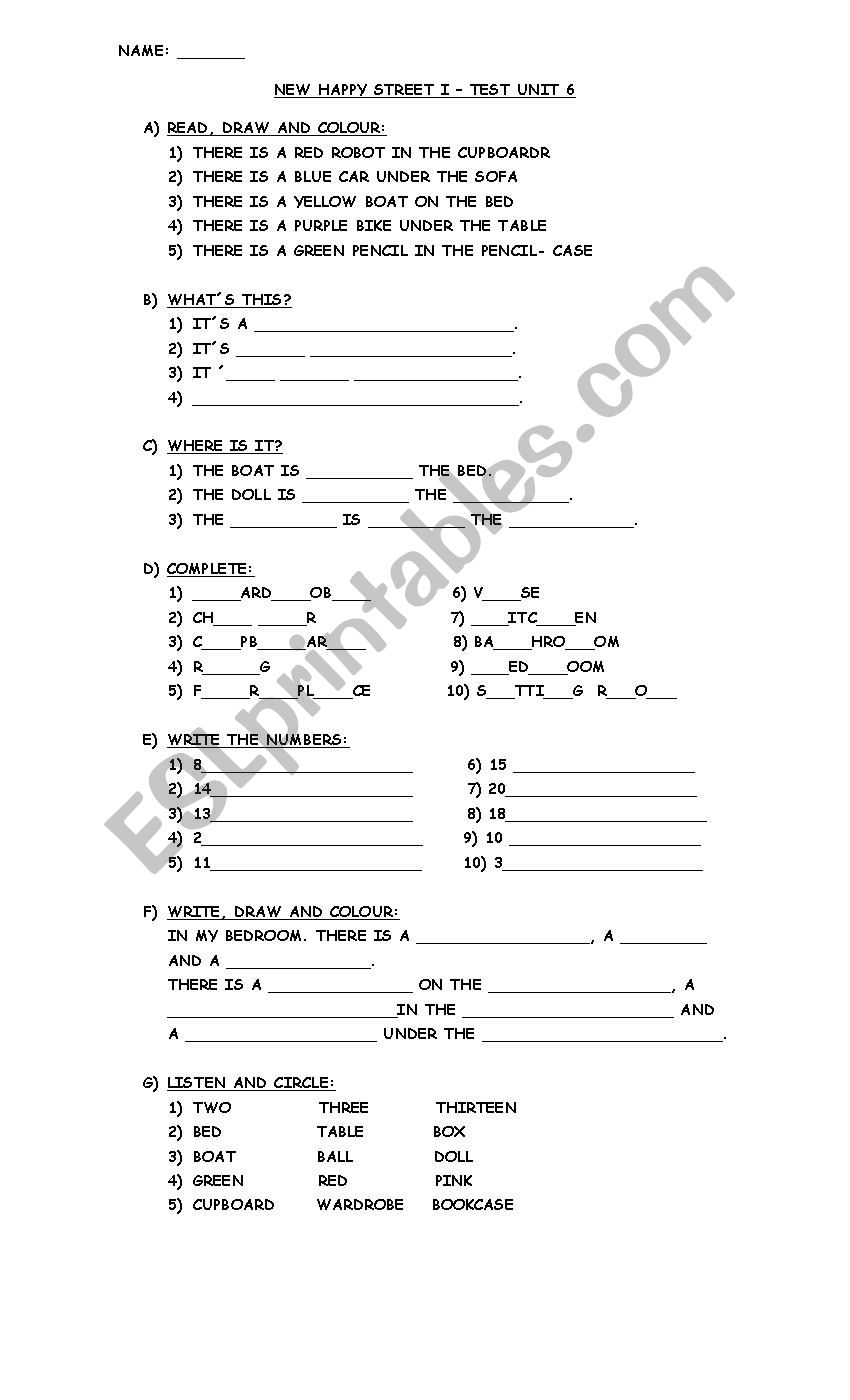 New Happy Street I - Test unit 6