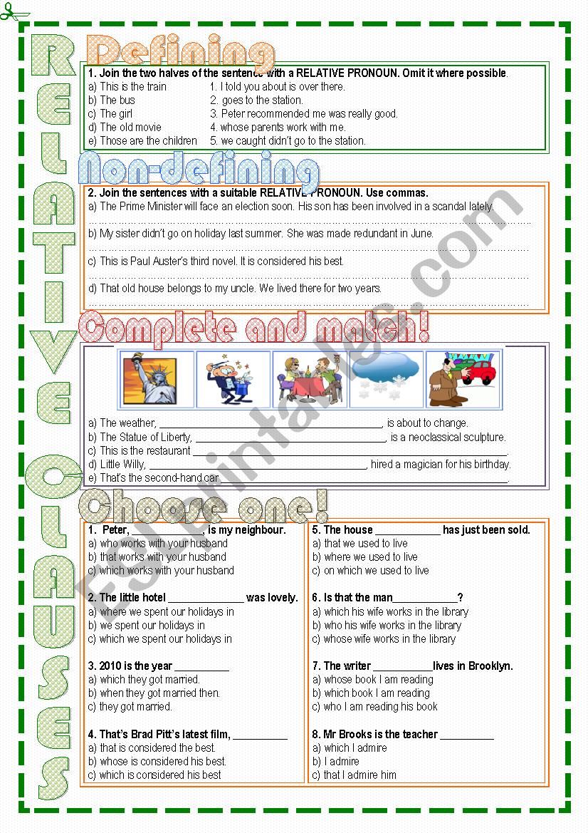 Relative Clauses worksheet