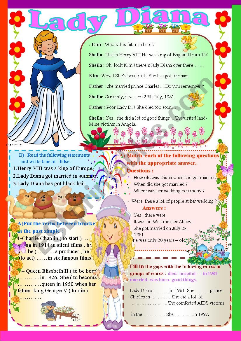 Lady Diana worksheet