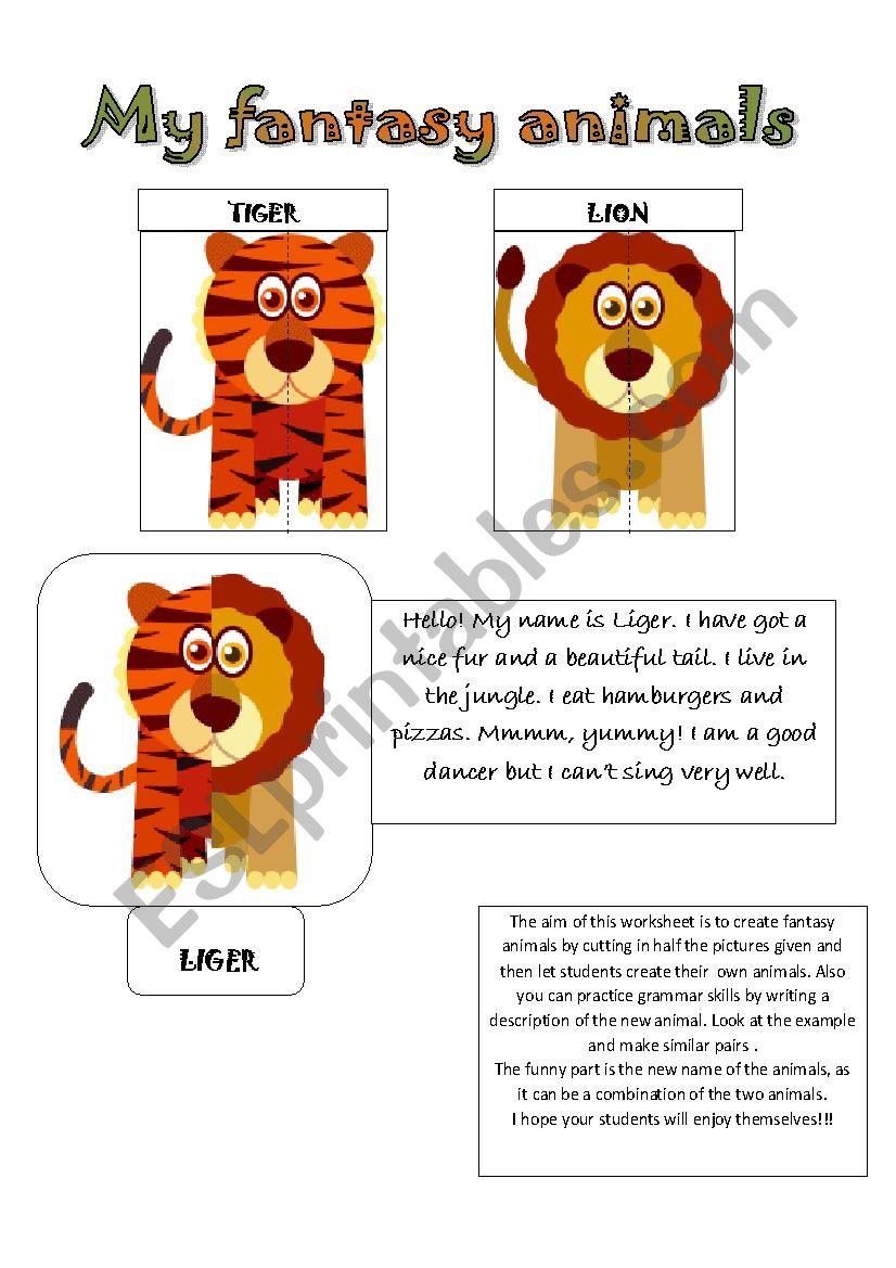 My fantasy animals worksheet