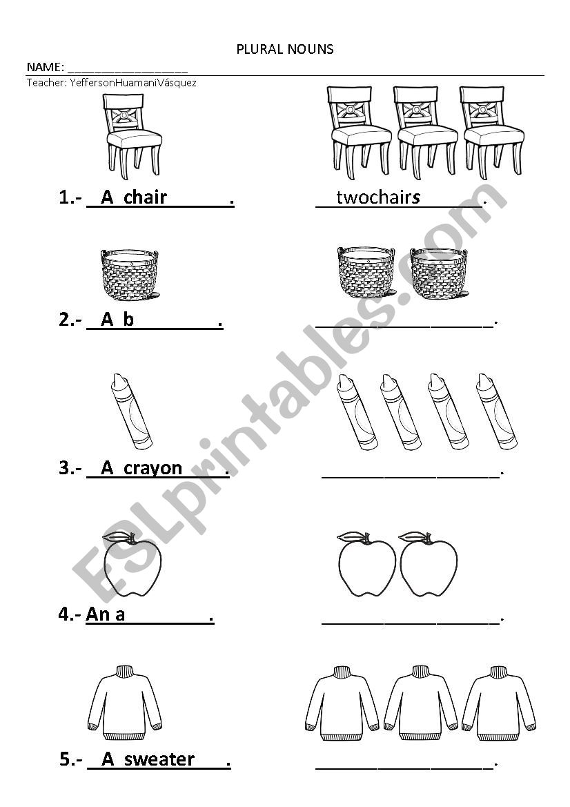 plural nouns worksheet