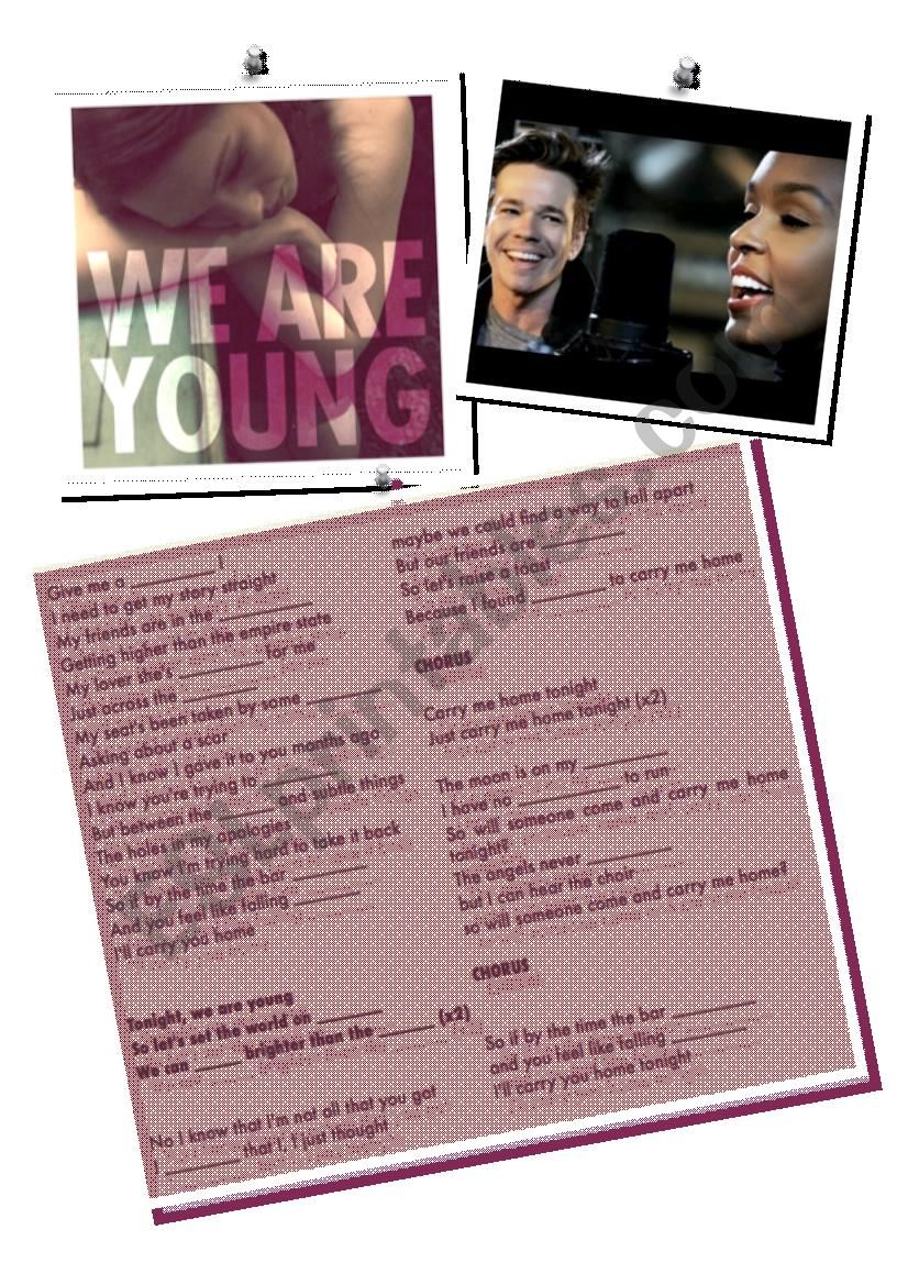 Song WE ARE YOUNG grupo FUN worksheet