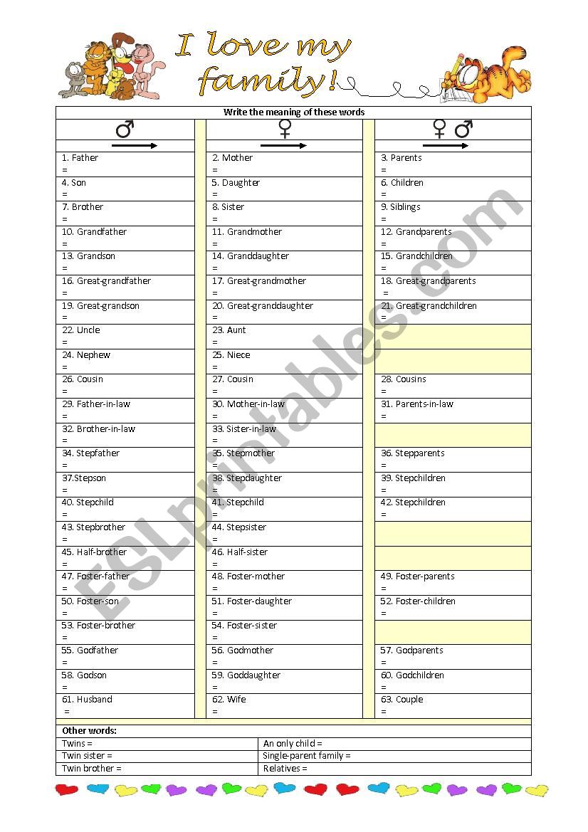 Family worksheet