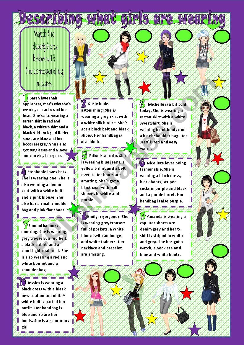 Describing what girls are wearing - matching 