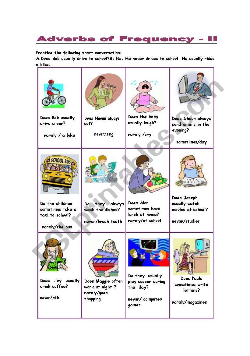 Frequency Adverbs II (short conversations)