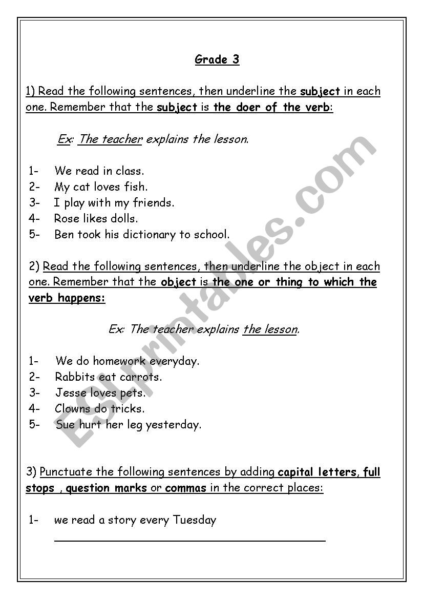 Grade 3 General Revision worksheet