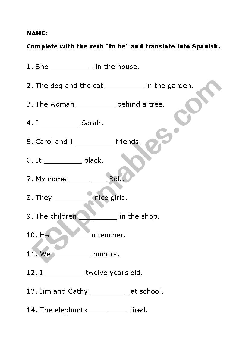 To be worksheet