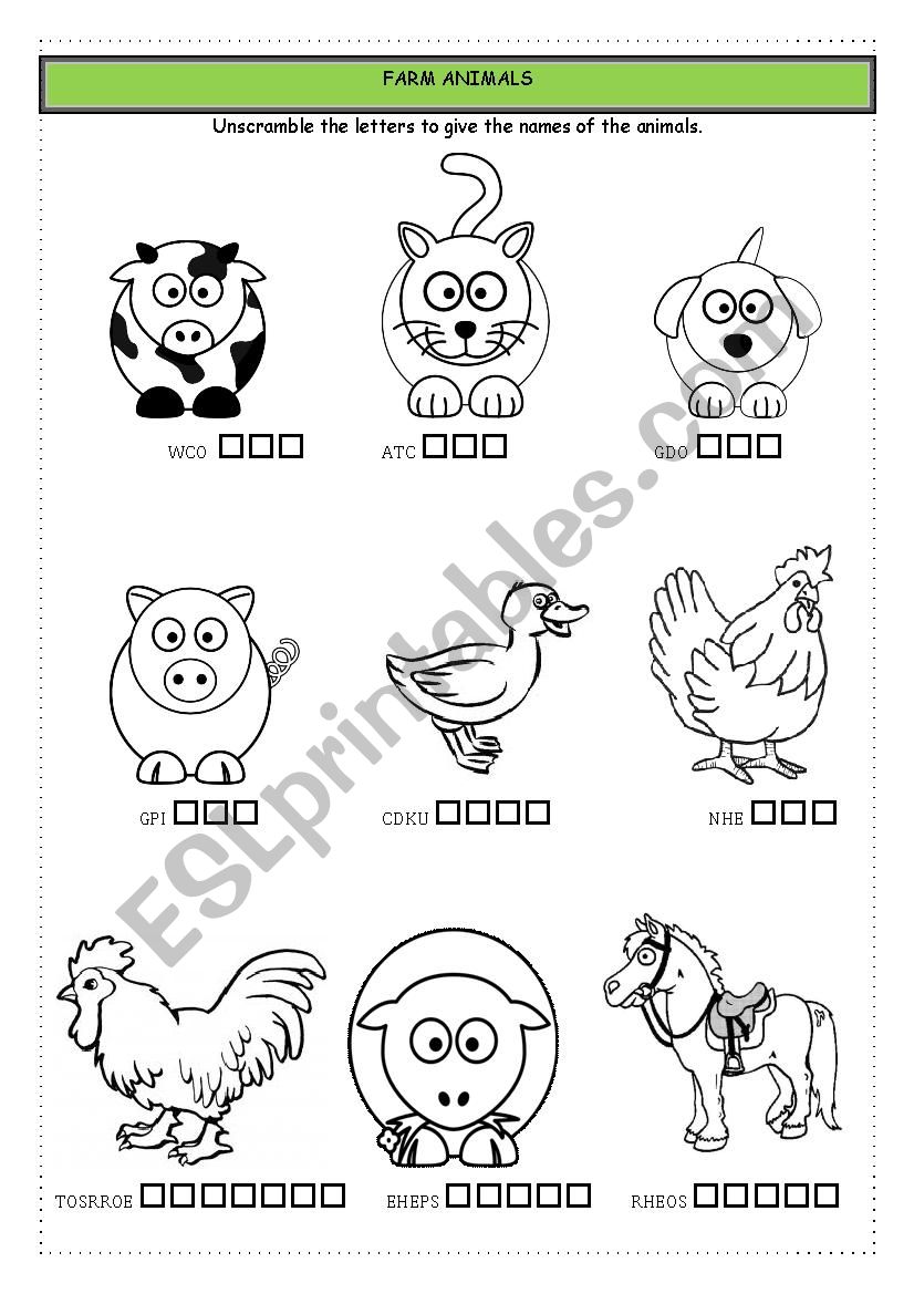 FARM ANIMALS worksheet