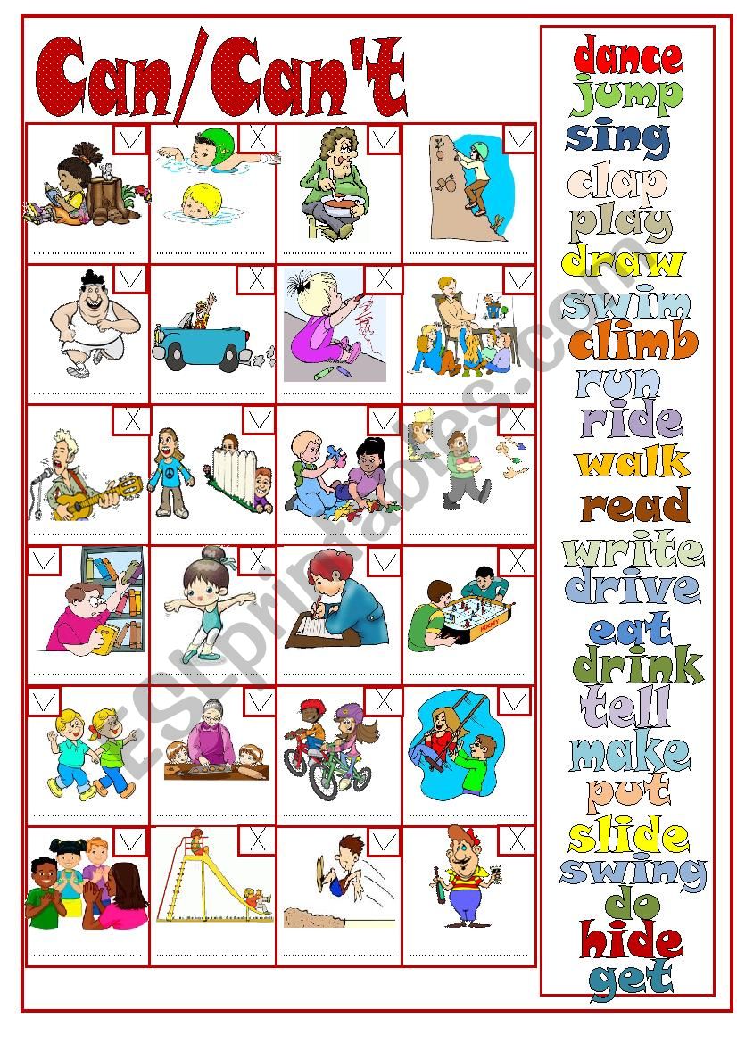 Can/CanÂ´t worksheet