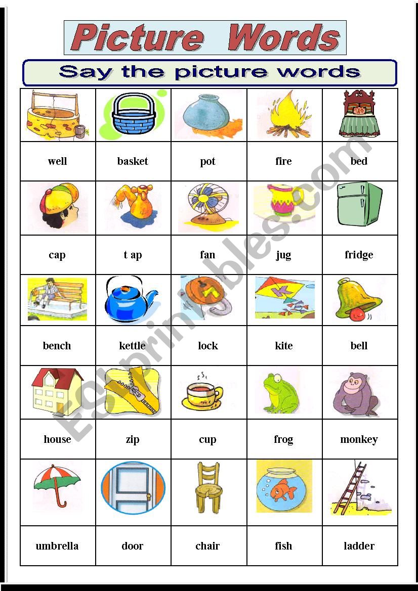 Picture words worksheet