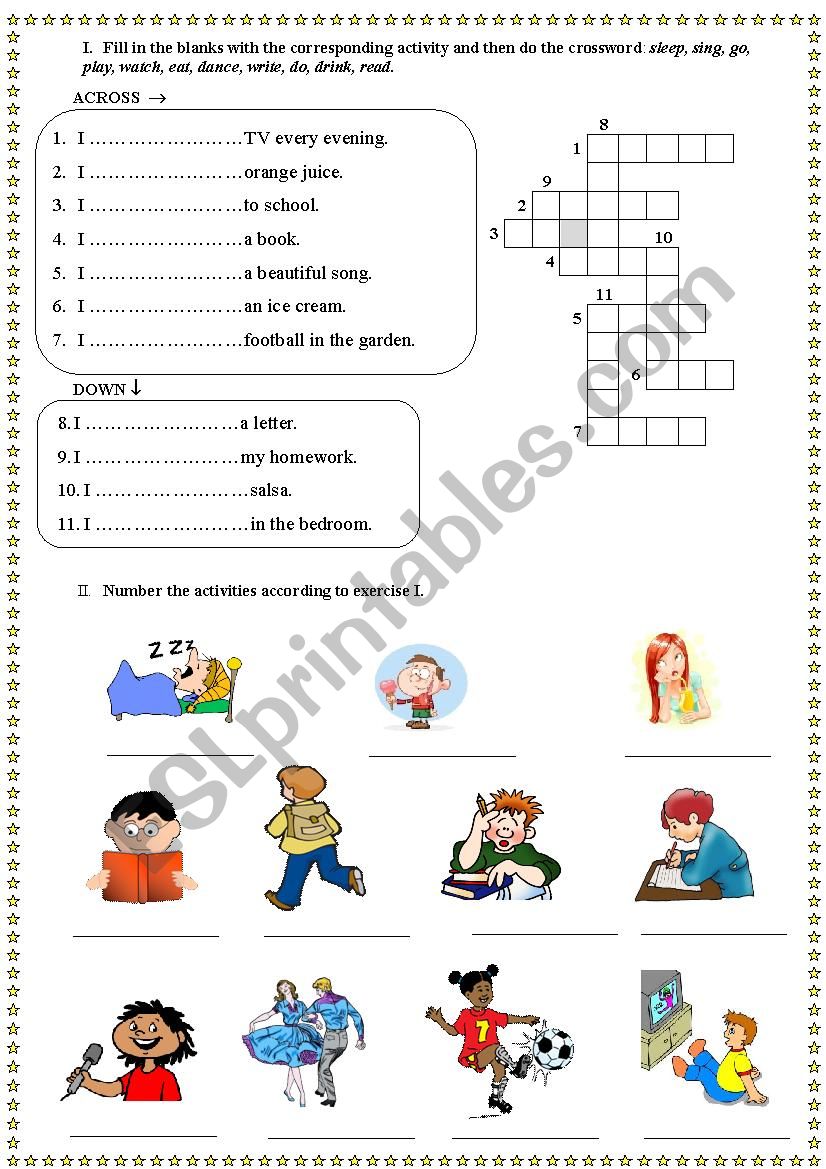 Daily Activities, exercises worksheet
