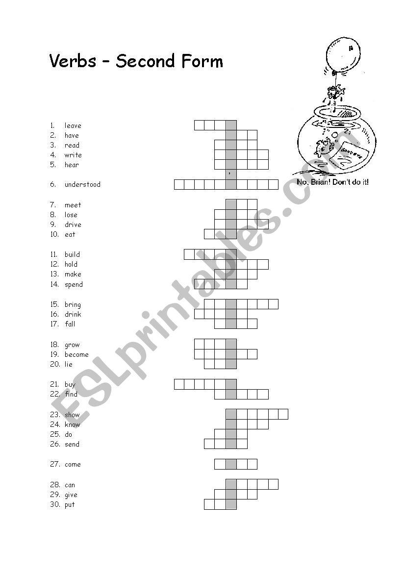 Verbs-second form worksheet