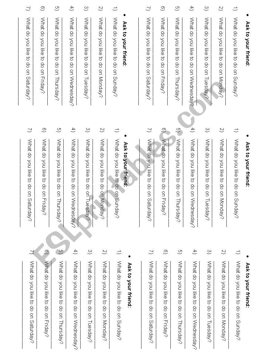 Interview with your friend worksheet
