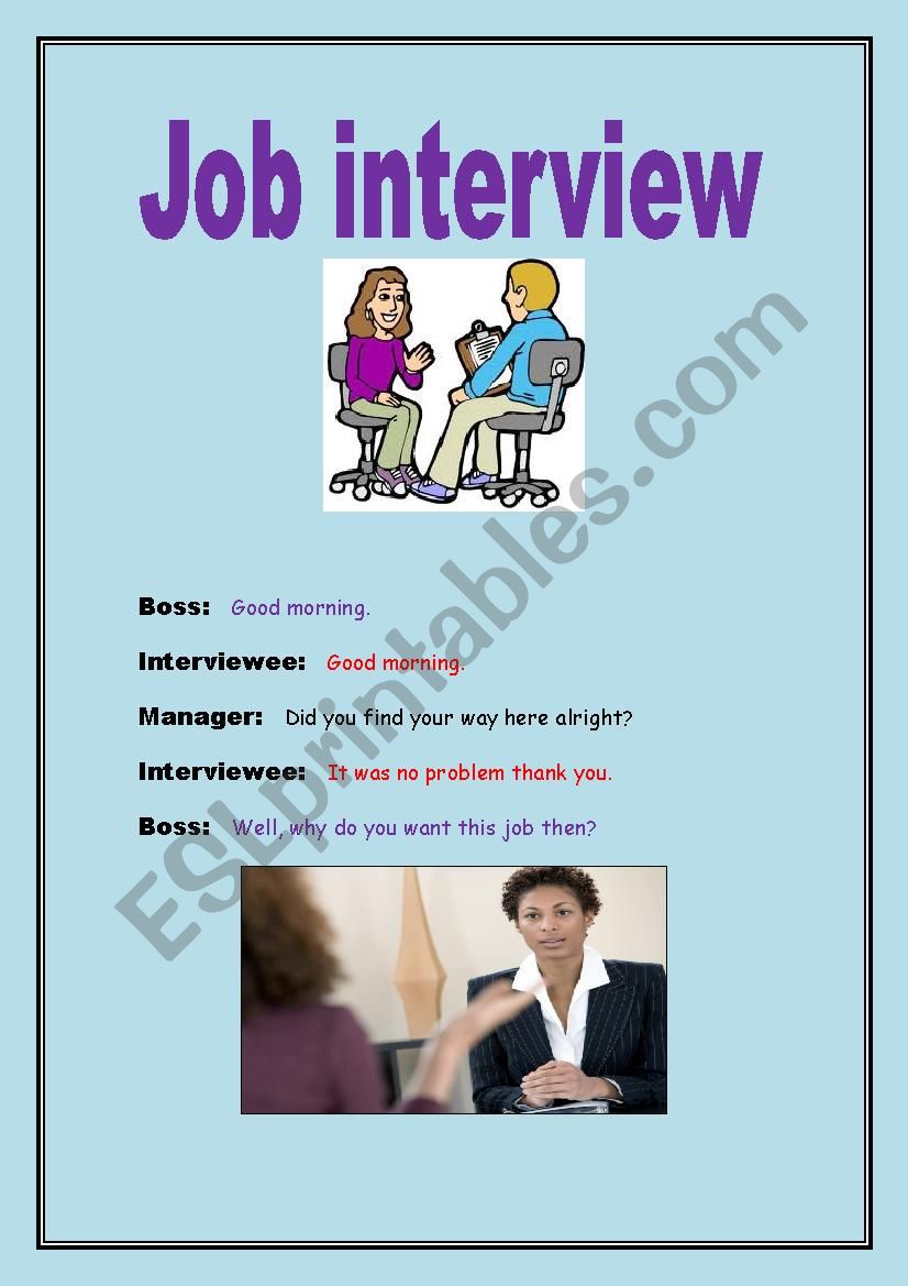 Job interview role-play worksheet