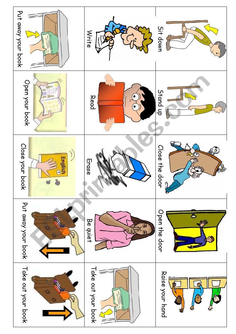Actions - Classroom words - small pic & word cards