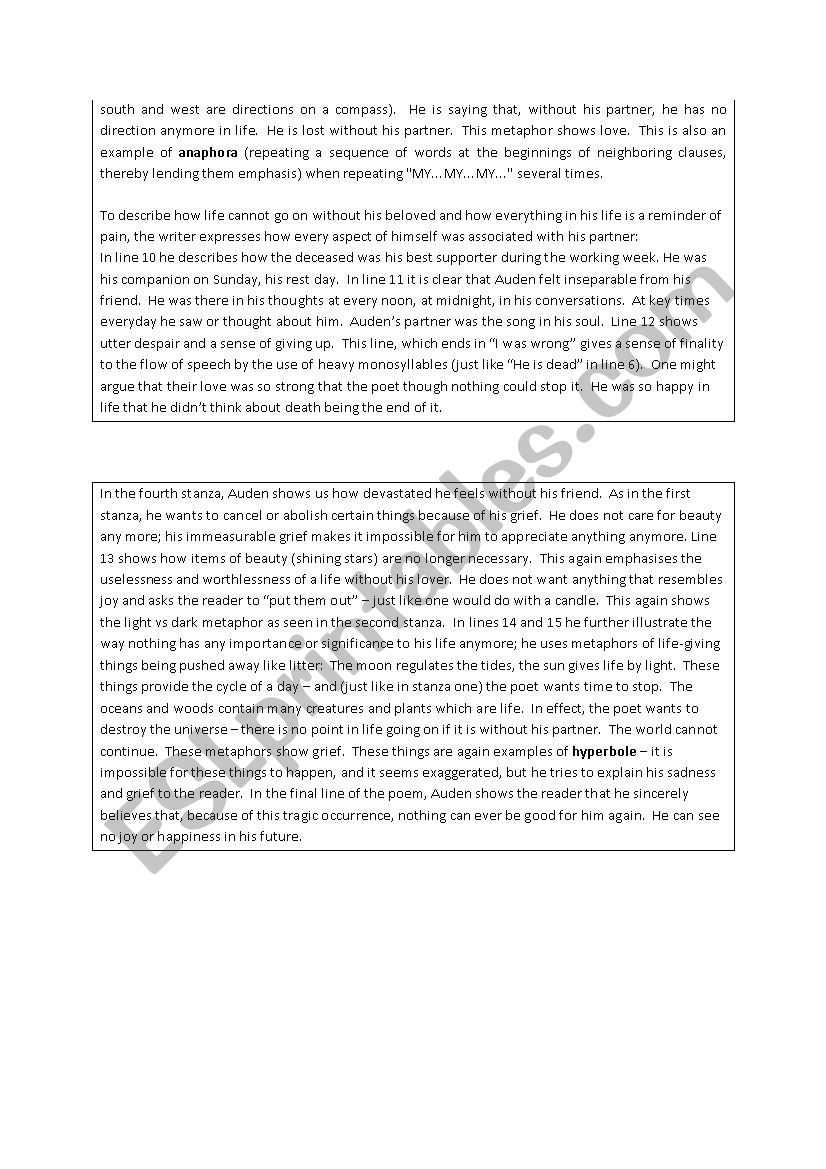 The Poem Funeral Blues Questions And Answers