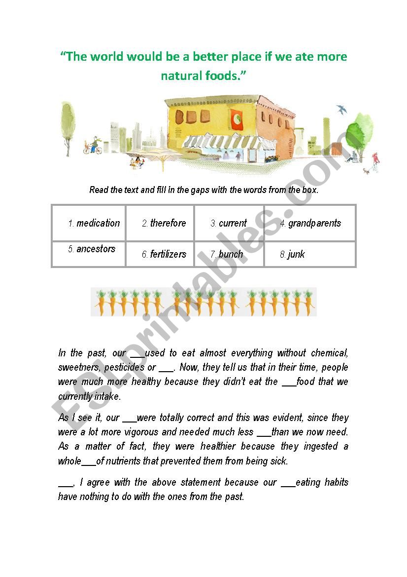 Natural foods - gap filling exercise