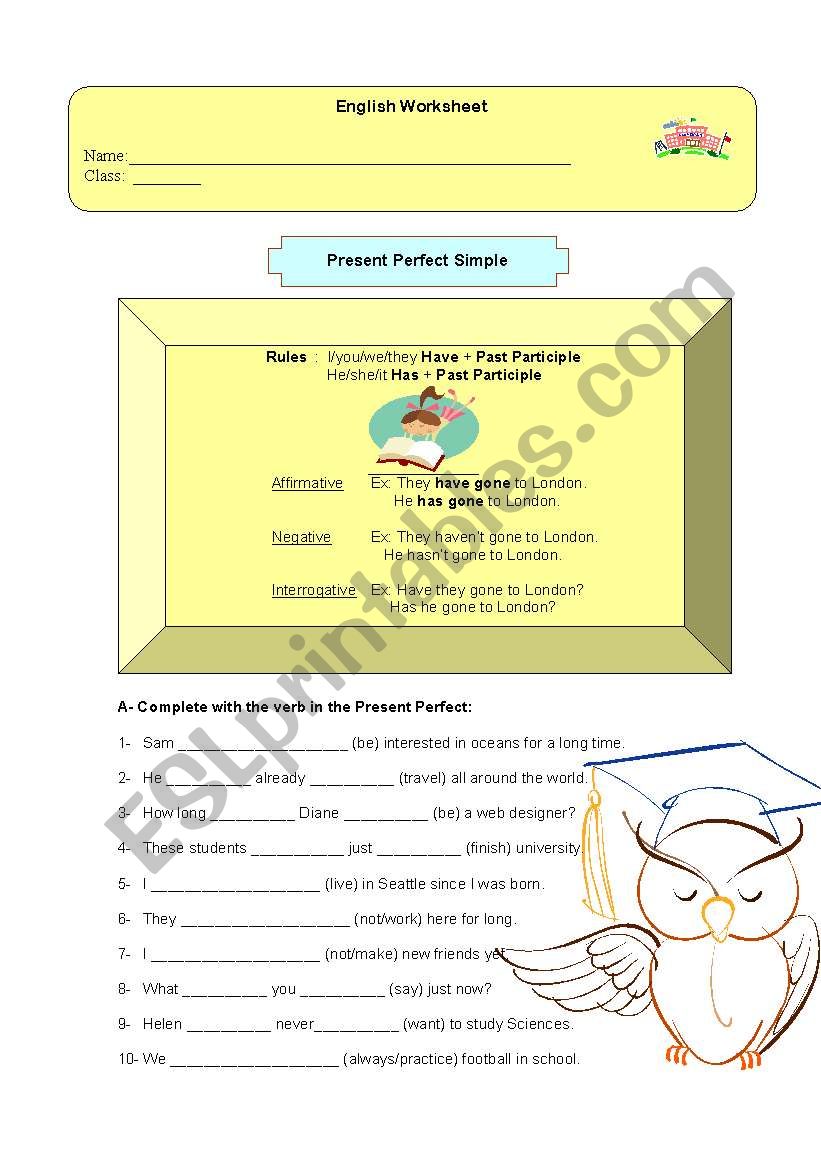 Present Perfect worksheet