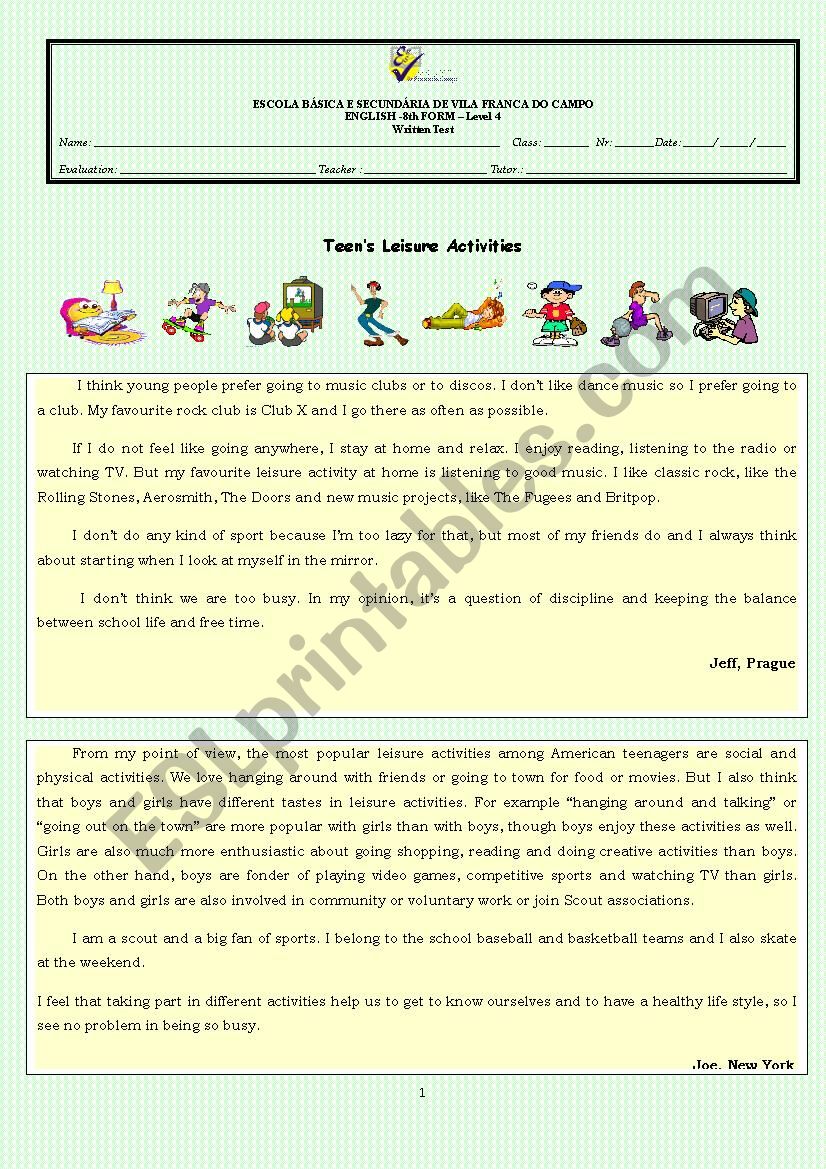 Students with special needs worksheet