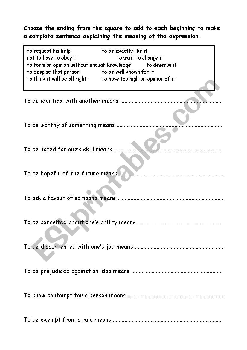 choose the best end worksheet