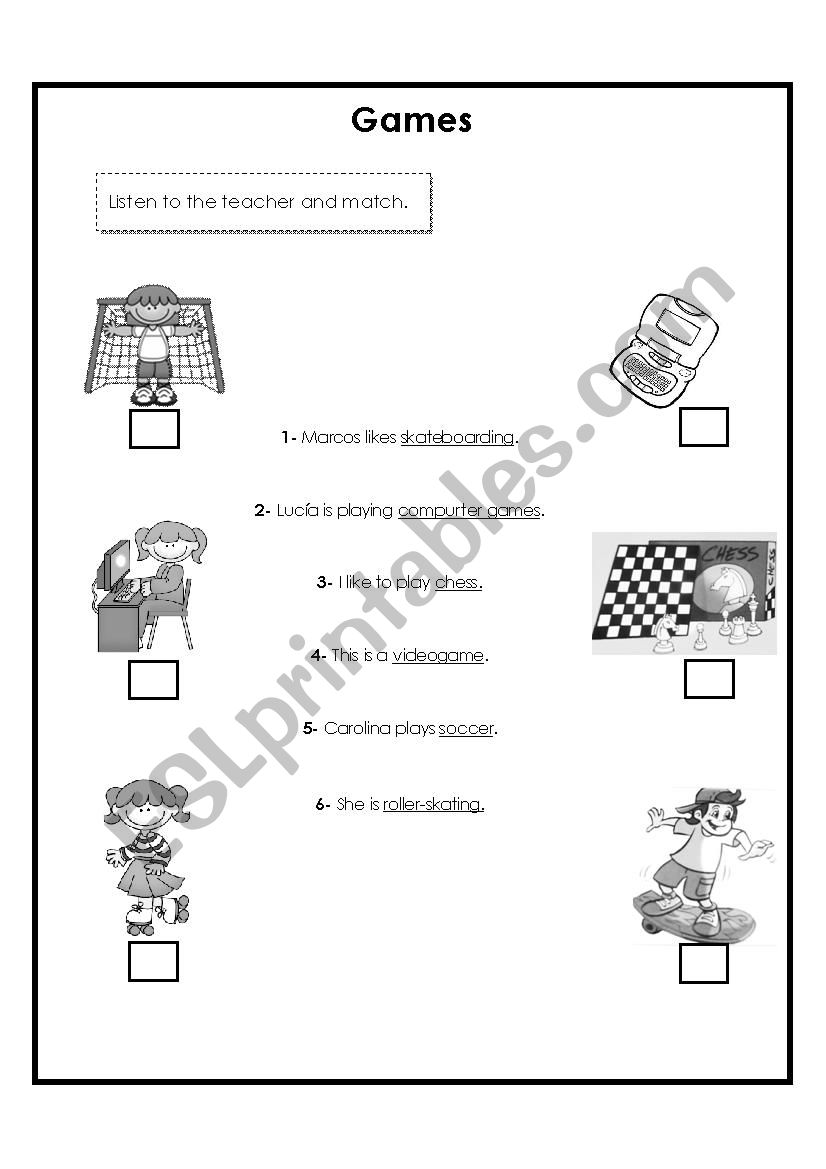 Games worksheet