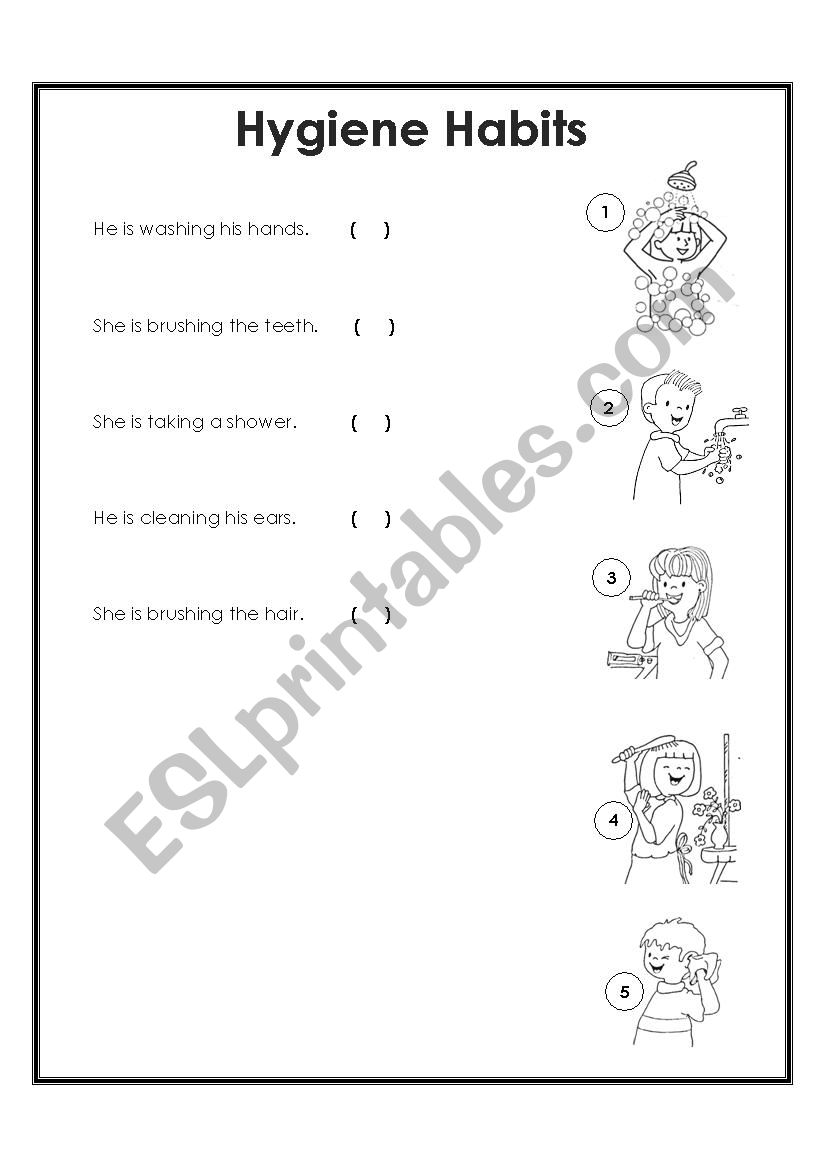 Hygiene habits worksheet