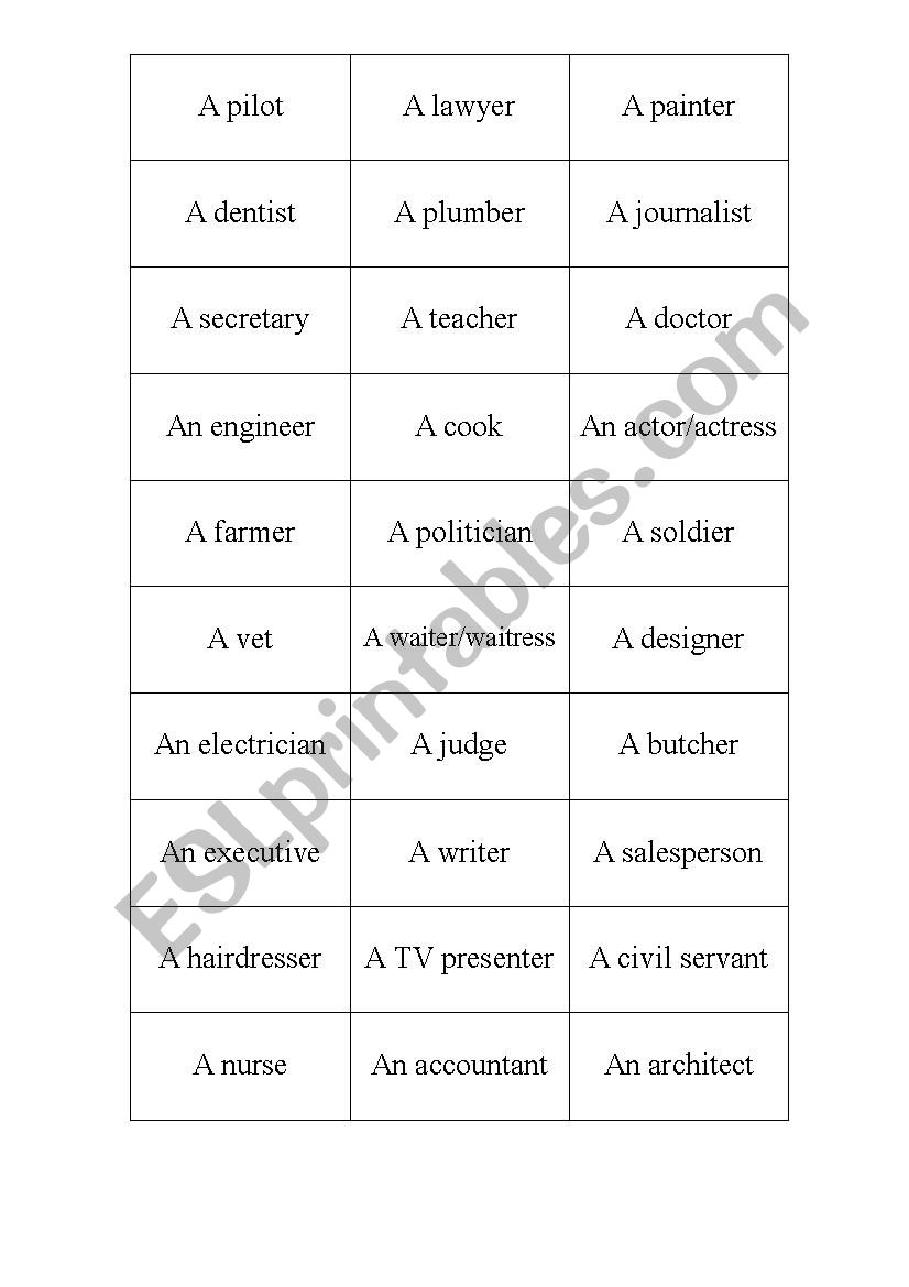 jobs worksheet