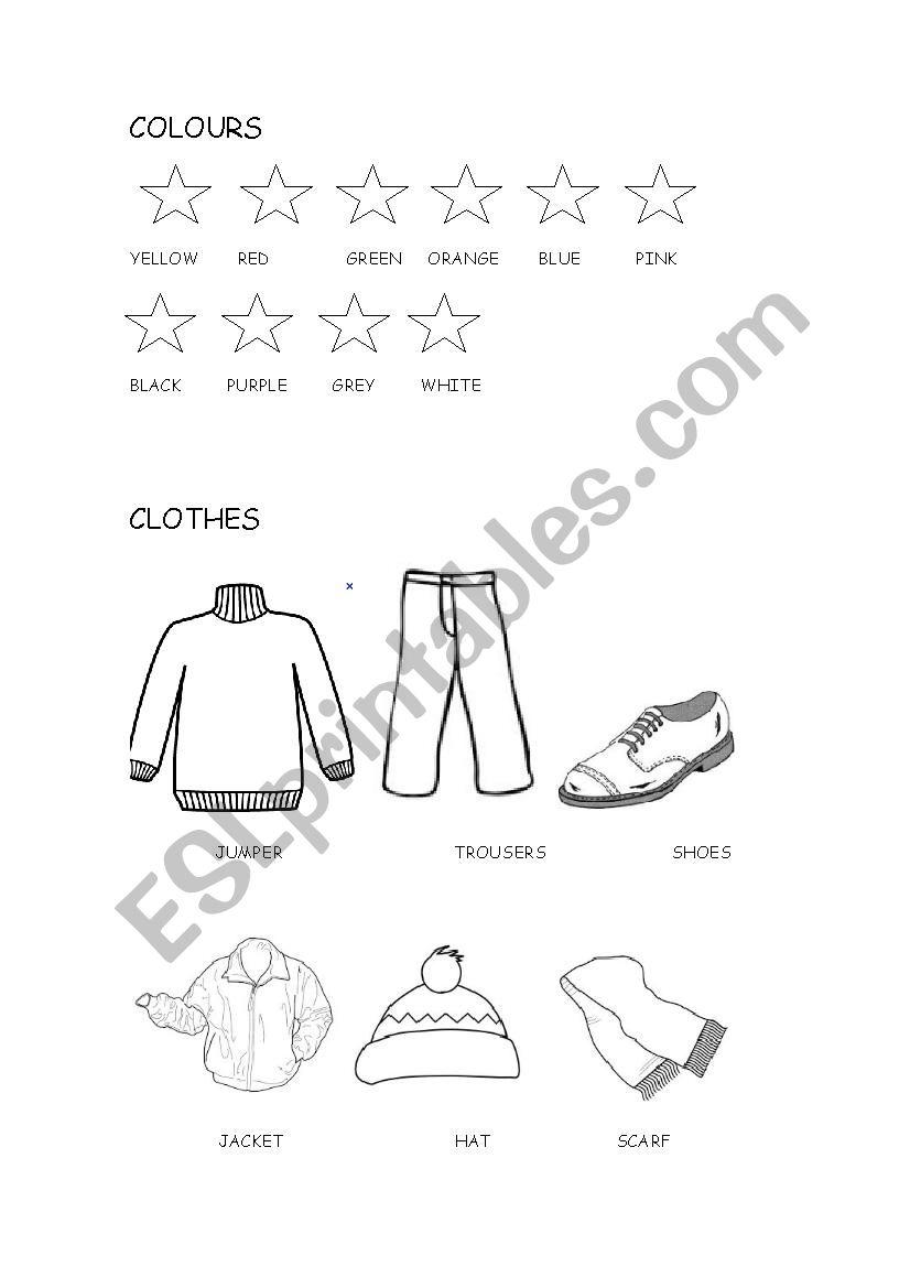 colours and clothes worksheet