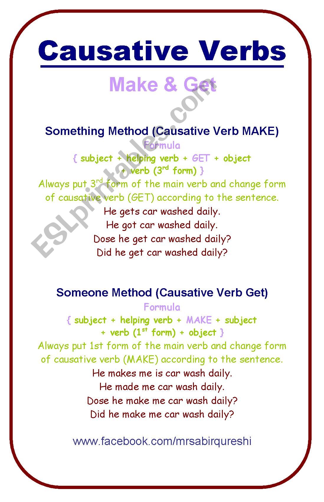 Causative Verb ( Make & Get ) worksheet