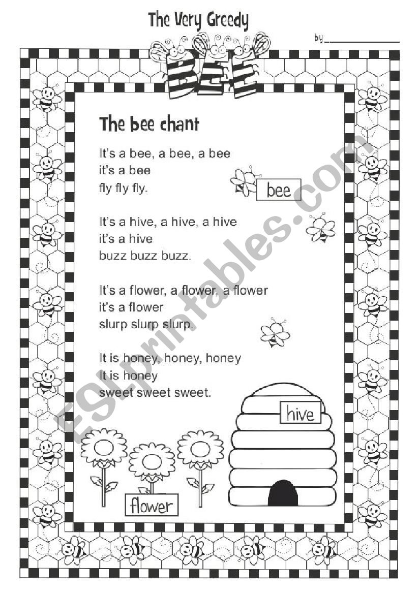 The Very Greedy Bee 1/3 worksheet