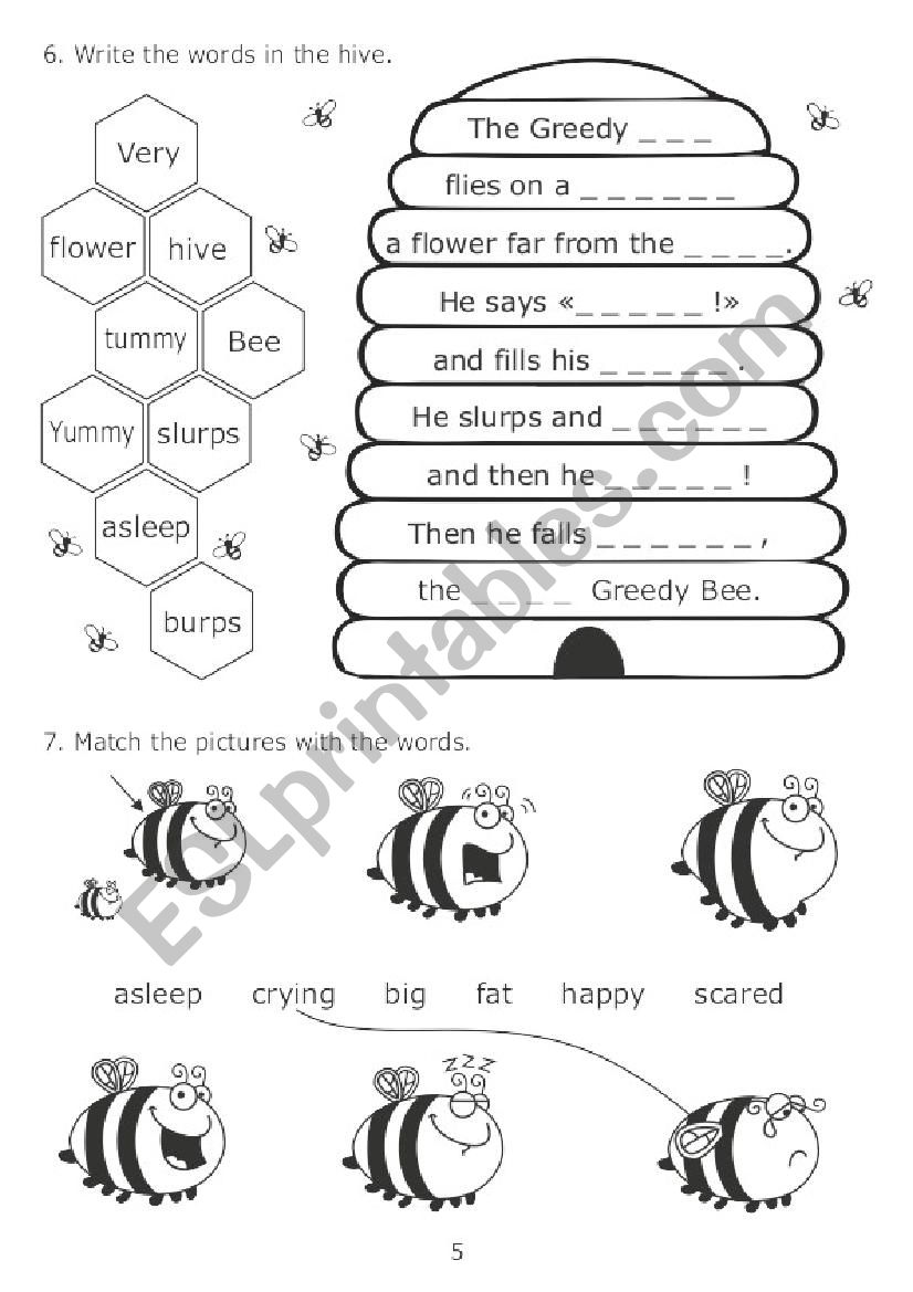 The Very Greedy Bee 2/3 worksheet
