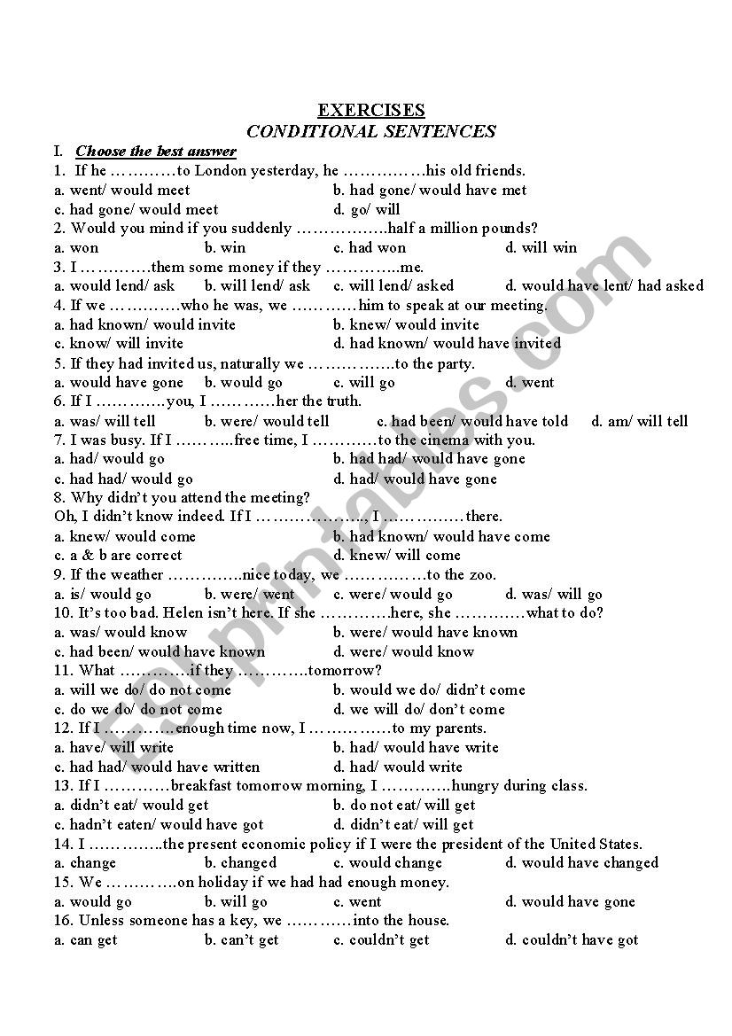 CONDITIONAL SENTENCES  worksheet