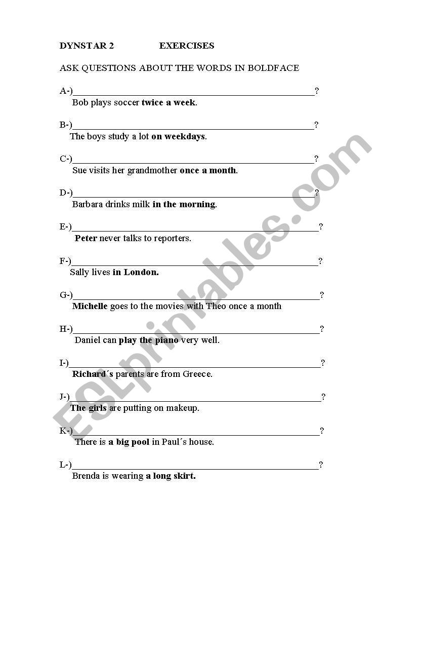 WH- Questions worksheet