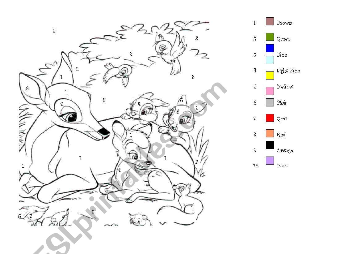 Coloring Bambi worksheet