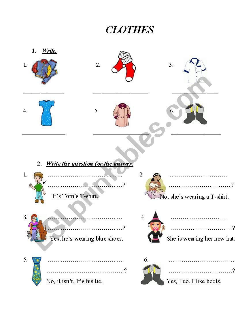 Clothes worksheet