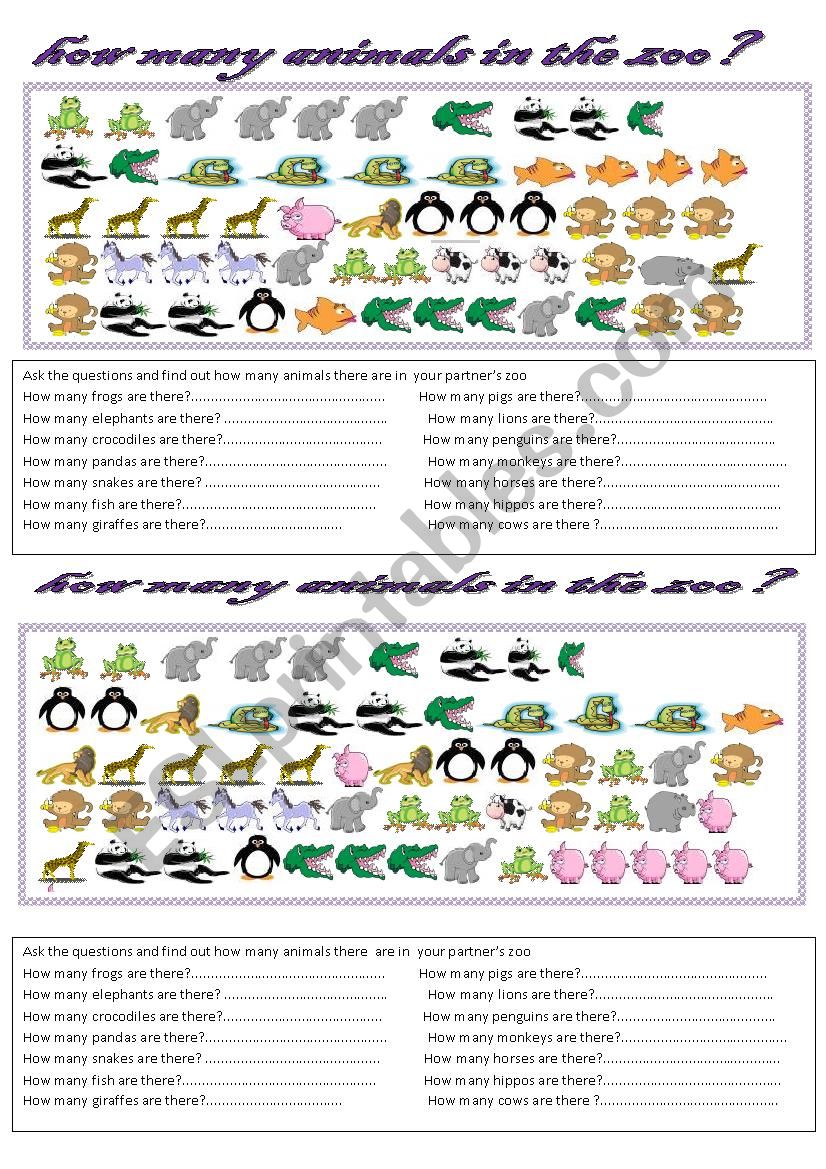 How many animals in the zoo? worksheet