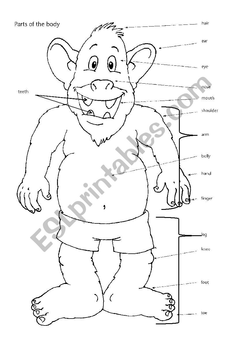 Bodyparts - monster worksheet