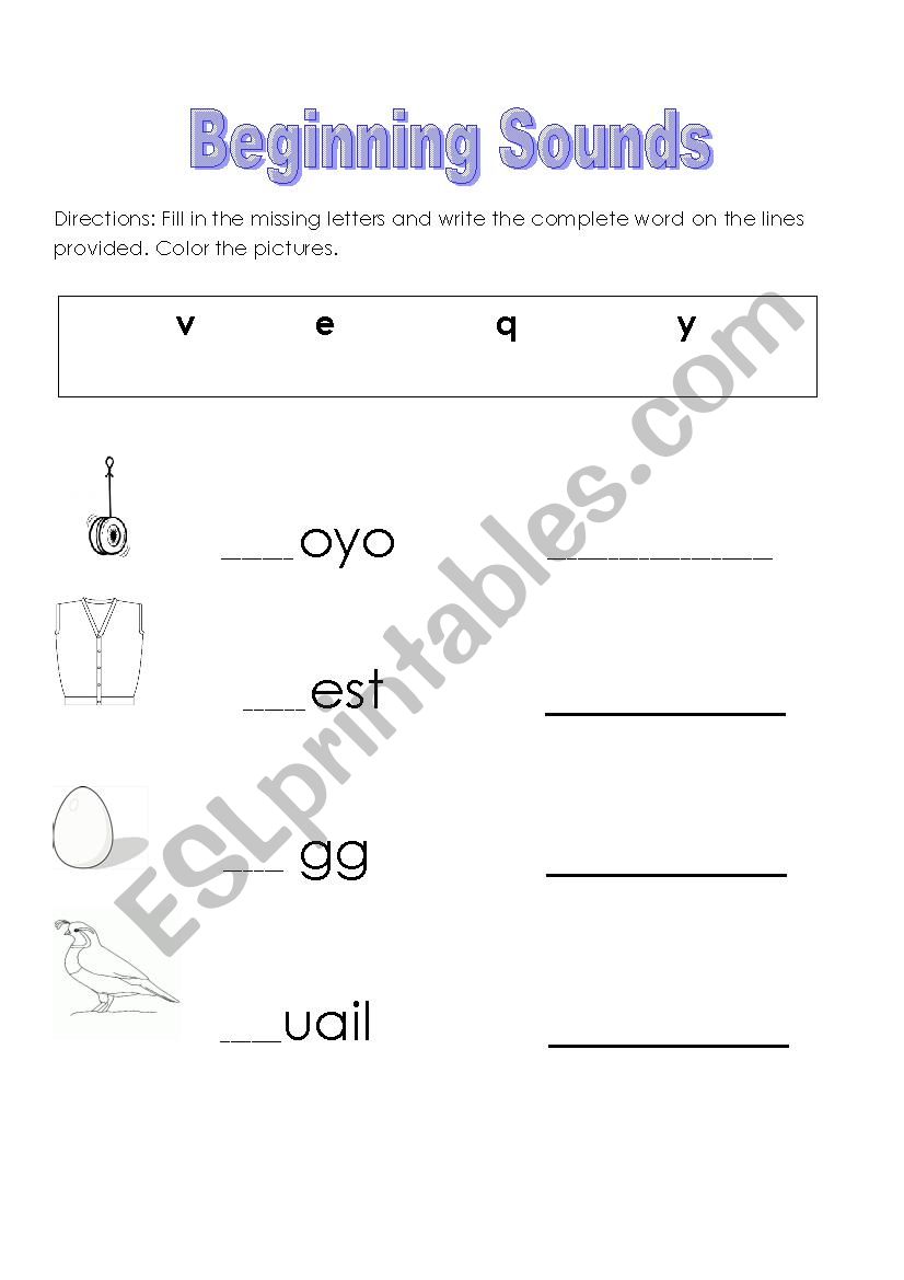 Beginning Sounds worksheet