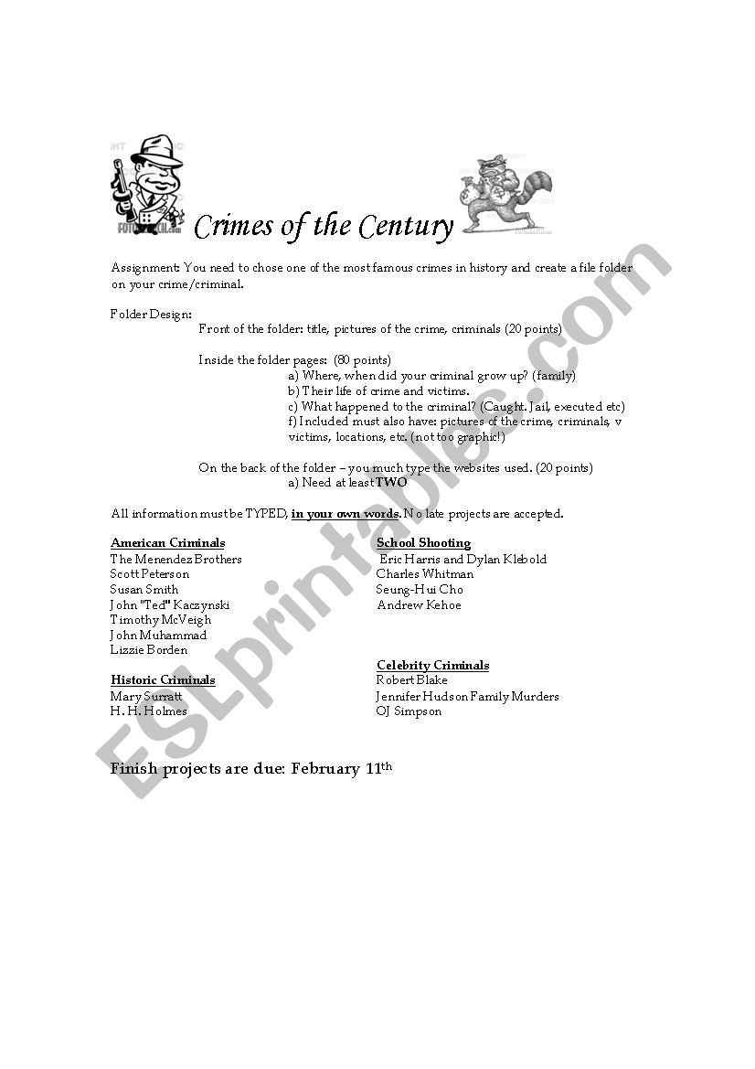 Crime of the Century worksheet