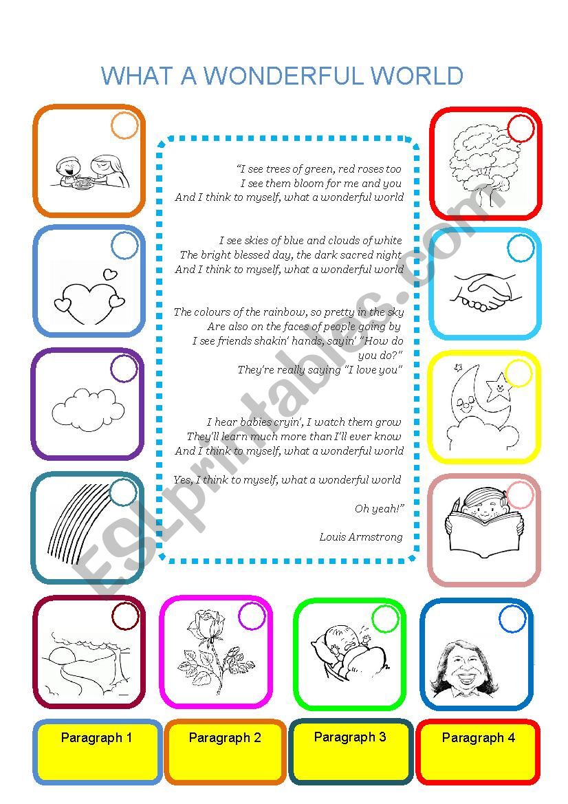 What a wonderful world worksheet